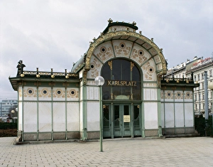 Austria. Vienna. Karisplatz Stadtbahn Station by Otto Wagner Austria. Vienna. Karisplatz Stadtbahn Station by Otto Wagner