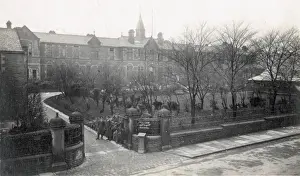 Prints of The Keighley Union workhouse infirmary during its First World War role as an Auxiliary Military Hospital. The building was erected in 1871 on Fell Lane, Keighley, West Yorkshire West Yorkshire Prints: Auxiliary Military Hospital, Keighley Print: 1914-1918