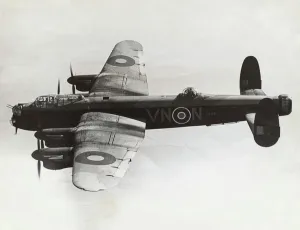 Prints of A 50 Squadron Royal Air Force RAF Avro 683 Lancaster B-1 Flying Enroute Date: 1942 Aviation Prints: Avro 683 Lancaster B-1 RAF Print, 1942