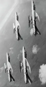 Hawker Hunter Formation Flying Print, 1960s Aviation Image