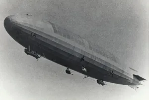 Prints of The L-31 Zeppelin Airship Flying before Being Shot Down over Potters Bar in 1916 During WW1 Date: 1916 Airplanes And Aviation Prints: Zeppelin L-31 Airship Print 1916