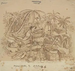 Cartoon Prints: Professor Ichthyosaurus Print c.1830 by Henry T De la Beche