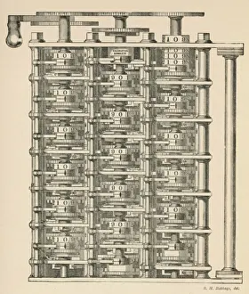 Print of Charles Babbage's Difference Engine