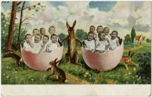 Large Family Portraits Prints: Babies in broken eggshells
