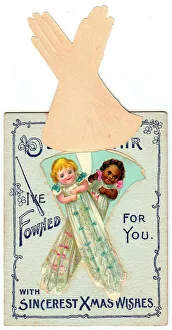 Two babies with comic greeting on a Christmas card Two babies with comic greeting on a Christmas card