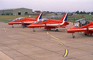 BAe Systems Hawks line up before display XX266 BAe Systems Hawks line up before display XX266