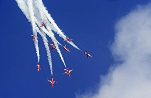 BAe Systems Hawks RAF Red Arrows break Binbrook 1982 BAe Systems Hawks RAF Red Arrows break Binbrook 1982