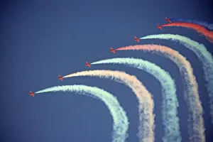 BAe Systems Hawks RAF Red Arrows break Scampton 1989 BAe Systems Hawks RAF Red Arrows break Scampton 1989