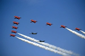 BAe Systems Hawks RAF Red Arrows flypast with Spitfires BAe Systems Hawks RAF Red Arrows flypast with Spitfires