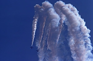 BAe Systems Hawks RAF Red Arrows loop with smoke Cosford BAe Systems Hawks RAF Red Arrows loop with smoke Cosford