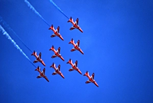 BAe Systems Hawks RAF Red Arrows Tornado formation BAe Systems Hawks RAF Red Arrows Tornado formation