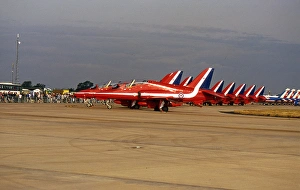 BAe Systems Hawks RAF Red Arrows XX264 line up RIAT Fairford BAe Systems Hawks RAF Red Arrows XX264 line up RIAT Fairford