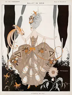 Art Prints: Ballet Firebird Print: Woman with a Firebird on Her Hand