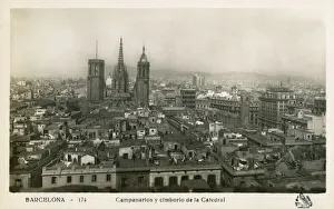 Barcelona, Spain - Bell towers and dome of the Cathedral Barcelona, Spain - Bell towers and dome of the Cathedral