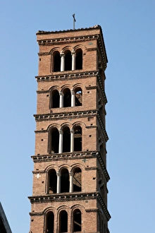 The Basilica of Saint Mary in Cosmedin. Bell tower. Rome. It The Basilica of Saint Mary in Cosmedin. Bell tower. Rome. It