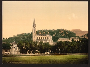 Basilique from La Prairie, Lourdes, Pyrenees, France Basilique from La Prairie, Lourdes, Pyrenees, France