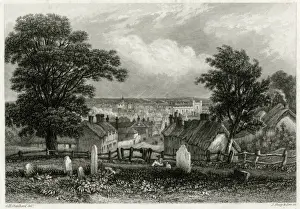 Distant View of Basingstoke, Hampshire Print circa 1830