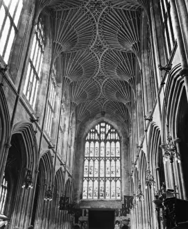 Bath Abbey Ceiling Interior Print: Vaulted Ceilings and Stained Glass