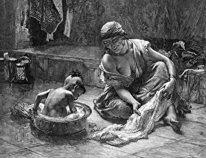 Vintage Family Portraits Prints: Bathing / Cairo 1884