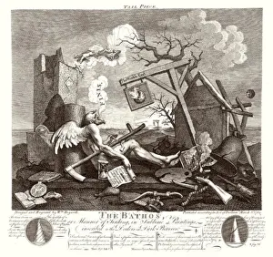 Prints of Tailpiece, or the Bathos : in his final print, Hogarth reiterates his opinions about the vogue for dark Old Master paintings in a complex allegorical image H Prints: A print of The Bathos, a complex allegorical image