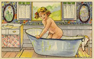 Bathtime Young Girl Print, 1920