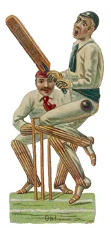 Victorian Era Sports Images Prints: Batsmen Scrap