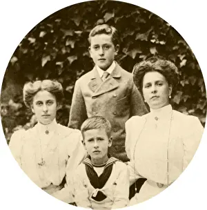Prints of The four children of Prince Louis of Battenberg, 1st Marquess of Milford Haven and Princess Victoria of Hesse Sweden Prints: Battenberg Children Print, c.1907