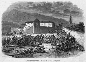 Battle of Levico Print: General Medicis force defeats Austrians