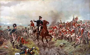Waterloo Battle Print: Coloured Lithograph 1815