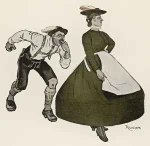Bavarian Culture Heritage Prints: Bavarian Dance / 1908