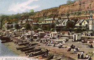 Prints of The Beach at Shanklin, Isle of Wight, Hampshire, England Date: circa 1909 Isle Of Wight Prints: The Beach at Shanklin, Isle of Wight Print circa 1909