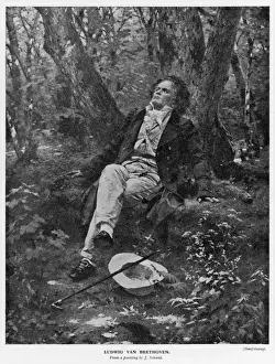 Ludwig Van Beethoven in a Wood Print