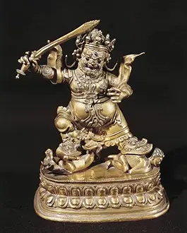 Tibetan Art Prints: Beg-Tse, God of War Tibetan Bronze Print, 18th c