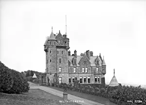 Prints of Belfast Castle - a close in side view of the Castle. (Location: Northern Ireland: County Antrim: Belfast). Date: circa early 1900s Castle Prints: Belfast Castle Print: Early 20th Century View