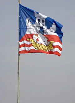 Prints of Flag of Belgrade. Serbia Castle Prints: Belgrade Flag Print, Serbia