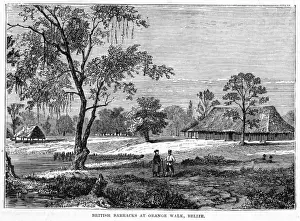 Prints of The British barracks at Belize City : at this time, Belize was part of Honduras Belize City Prints: Belize Barracks Print: 19th Century British Military Establishment