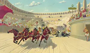 Vintage Theatre Prints: The Ben Hur chariot race