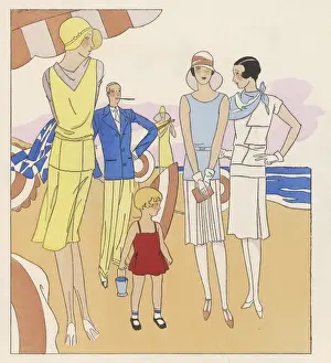Women's Undergarments History Prints: On Biarritz Beach