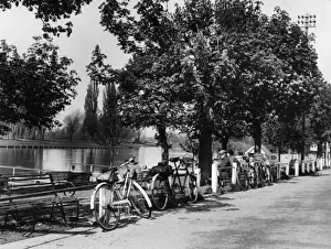 Bicycles Along the River Thames Print
