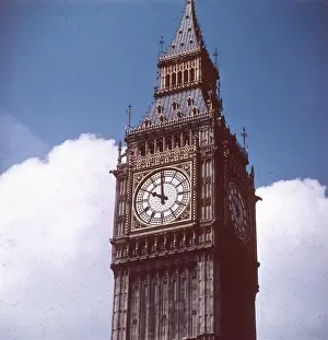 Parliament Prints: Big Ben Clock Face Print, Westminster London 1850s
