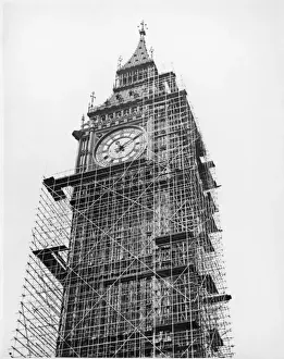 Big Ben Prints: Big Ben Under Scaffolding Print