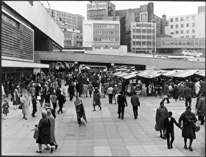 Prints of A busy scene in the shopping area of the Bull Ring complex, Birmingham, England Birmingham Prints: Birmingham Bull Ring Print