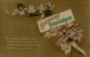 Birthday Greetings with spray of flowers Birthday Greetings with spray of flowers