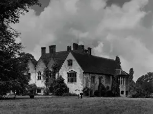 Prints of Bisham Abbey Manor House, Berkshire, England. The existing house is built around an ancient preceptory built by the Knights Templar who owned the manor in the 13th century Date: Medieval Berkshire Prints: Bisham Abbey Manor House Print, Medieval Berkshire England