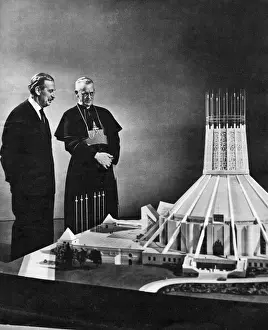 Liverpool Buildings And Structures Prints: Bishop, architect and future cathedral