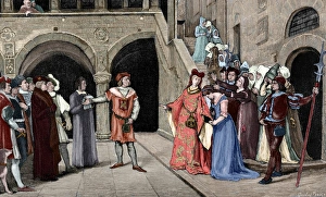 Blanche II of Navarre (1424-1464). Engraving. Colored Blanche II of Navarre (1424-1464). Engraving. Colored