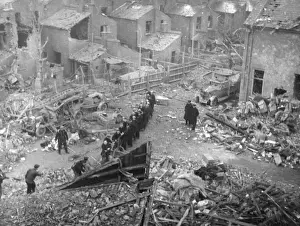 The London Blitz Prints: WW2 Blitz in London Print: Firefighters Clear Debris