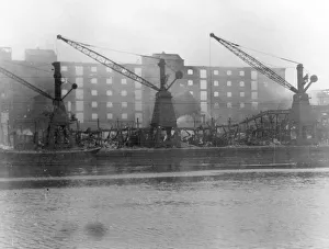 Blitz in London -- warehouses, Surrey Docks, WW2 Blitz in London -- warehouses, Surrey Docks, WW2