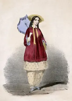 1850s Print: Arabella with Fringed Parasol