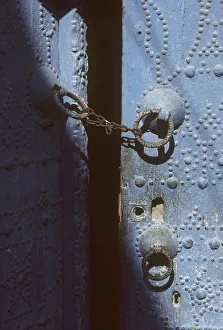 Blue door with chain, Nefta, Tunisia Blue door with chain, Nefta, Tunisia